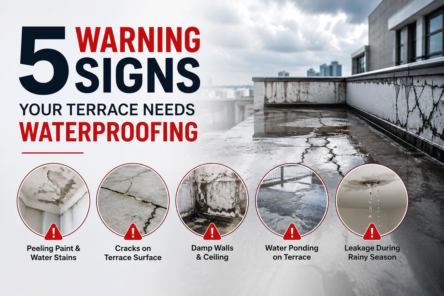 5 Warning Signs Your Terrace Needs Waterproofing